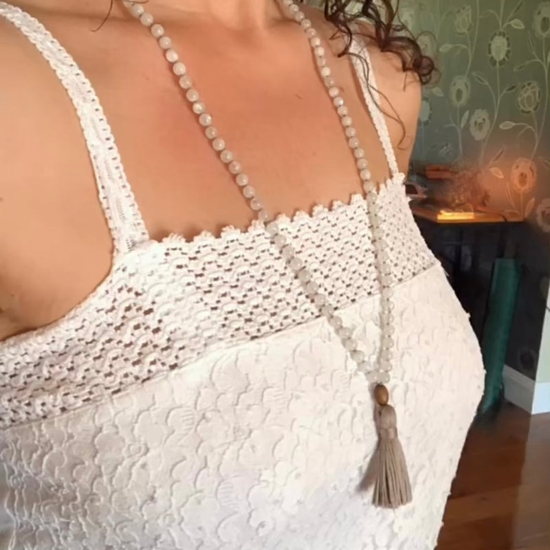 Rainbow Moonstone Mala Necklace