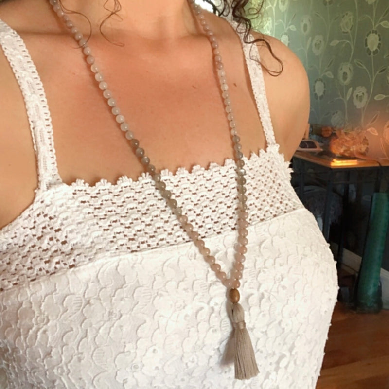 Moonstone & Sunstone Mala Necklace