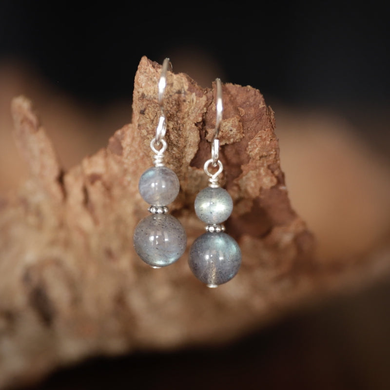 Healing crystal earrings handmade in Australia. Spirituality jewelery. Labradorite Earrings.