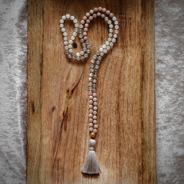 Moonstone & Sunstone Mala Necklace