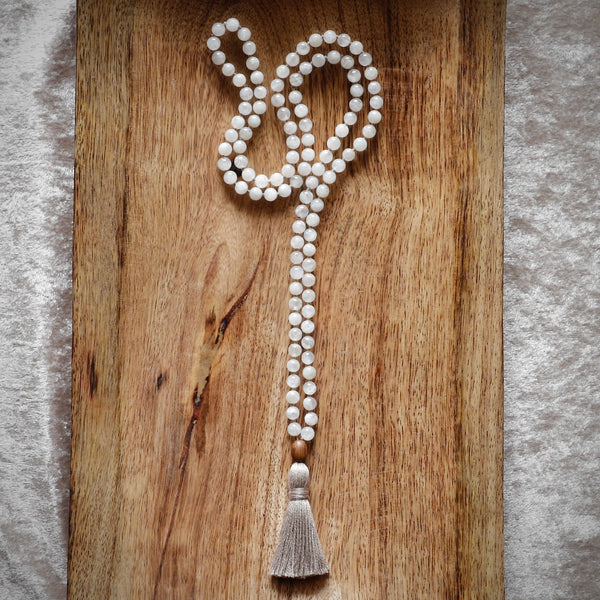 Rainbow Moonstone Mala Necklace